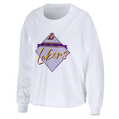 Los Angeles Lakers WEAR by Erin Andrews Women's Cropped Long Sleeve T-Shirt White outlet