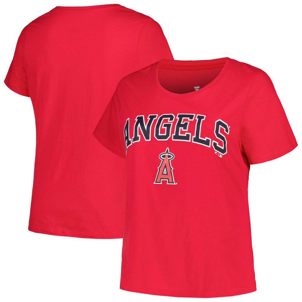 Los Angeles Angels Profile Women's Plus Size Arch Logo T-Shirt - Red T-shirts