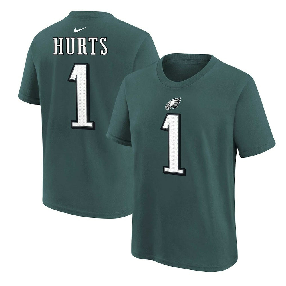 Jalen Hurts Philadelphia Eagles Youth Player Name & Number T-Shirt - Midnight Green T-shirts