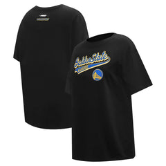 Golden State Warriors Pro Standard Women's Script Boyfriend T-Shirt Black