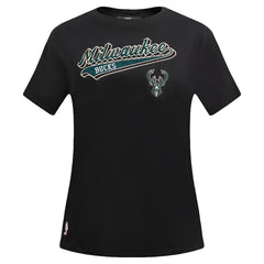 Milwaukee Bucks Pro Standard Women's Script Boyfriend T-Shirt Black