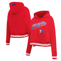 Philadelphia 76ers Pro Standard Women's Script Tail Cropped Pullover Hoodie Red outlet