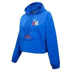 Philadelphia 76ers Pro Standard Classic Wind Woven Cropped Half-Zip Jacket Royal