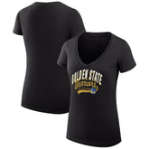 Golden State Warriors G-III 4Her by Carl Banks Women's Super-Slim Fit Lightweight Filigree Logo V-Neck T-Shirt Black