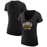 Los Angeles Lakers G-III 4Her by Carl Banks Women's Super-Slim Fit Lightweight Filigree Logo V-Neck T-Shirt Black