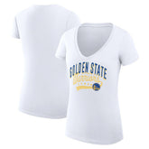 Golden State Warriors G-III 4Her by Carl Banks Women's Super-Slim Fit Lightweight Filigree Logo V-Neck T-Shirt White