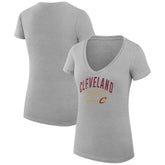 Cleveland Cavaliers G-III 4Her by Carl Banks Women's Super-Slim Fit Lightweight Filigree Logo V-Neck T-Shirt Heather Gray