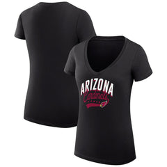 Arizona Cardinals G-III 4Her by Carl Banks Women's Super-Slim Fit Lightweight Filigree Logo Lightweight V-Neck T-Shirt - Black