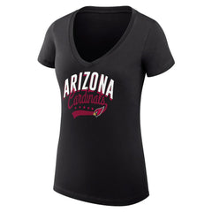 Arizona Cardinals G-III 4Her by Carl Banks Women's Super-Slim Fit Lightweight Filigree Logo Lightweight V-Neck T-Shirt - Black