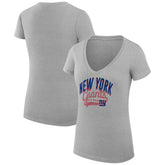 New York Giants G-III 4Her by Carl Banks Women's Super-Slim Fit Lightweight Filigree Logo Lightweight V-Neck T-Shirt - Heather Gray