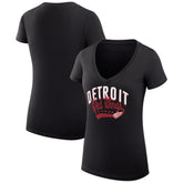 Detroit Red Wings G-III 4Her by Carl Banks Women's Super-Slim Fit Lightweight Filigree Logo V-Neck T-Shirt – Black | US 200559509