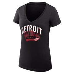 Detroit Red Wings G-III 4Her by Carl Banks Women's Super-Slim Fit Lightweight Filigree Logo V-Neck T-Shirt – Black | US 200559509