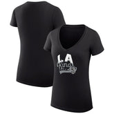 Los Angeles Kings G-III 4Her by Carl Banks Women's Super-Slim Fit Lightweight Filigree Logo V-Neck T-Shirt – Black | US 200559510