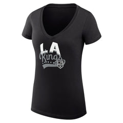 Los Angeles Kings G-III 4Her by Carl Banks Women's Super-Slim Fit Lightweight Filigree Logo V-Neck T-Shirt – Black | US 200559510