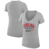 Carolina Hurricanes G-III 4Her by Carl Banks Women's Super-Slim Fit Lightweight Filigree Logo V-Neck T-Shirt – Gray | US 200559524