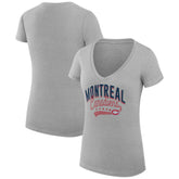 Montreal Canadiens G-III 4Her by Carl Banks Women's Super-Slim Fit Lightweight Filigree Logo V-Neck T-Shirt – Gray | US 200559534