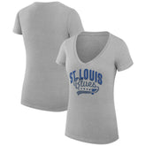 St. Louis Blues G-III 4Her by Carl Banks Women's Super-Slim Fit Lightweight Filigree Logo V-Neck T-Shirt – Gray | US 200559549