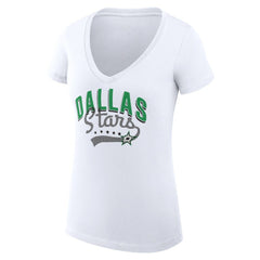 Dallas Stars G-III 4Her by Carl Banks Women's Super-Slim Fit Lightweight Filigree Logo V-Neck T-Shirt – White | US 200559570