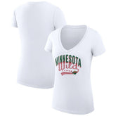 Minnesota Wild G-III 4Her by Carl Banks Women's Super-Slim Fit Lightweight Filigree Logo V-Neck T-Shirt – White | US 200559575