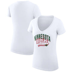 Minnesota Wild G-III 4Her by Carl Banks Women's Super-Slim Fit Lightweight Filigree Logo V-Neck T-Shirt – White | US 200559575