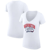 Washington Capitals G-III 4Her by Carl Banks Women's Super-Slim Fit Lightweight Filigree Logo V-Neck T-Shirt – White | US 200559592