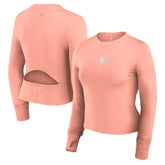 Las Vegas Raiders Women's Studio Fitted Long Sleeve Gym Top - Coral Tops