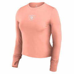 Las Vegas Raiders Women's Studio Fitted Long Sleeve Gym Top - Coral Tops