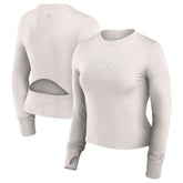 New Orleans Saints Women's Studio Fitted Long Sleeve Gym Top - White Tops