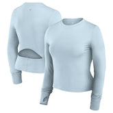 Buffalo Bills Women's Studio Fitted Long Sleeve Gym Top - Light Blue Tops