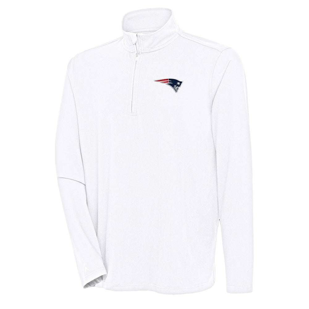 New England Patriots Antigua Hunk Quarter-Zip Pullover Top - White Pullover