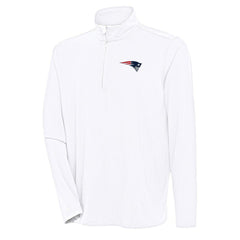 New England Patriots Antigua Hunk Quarter-Zip Pullover Top - White Pullover