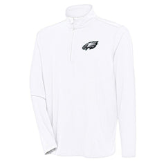 Philadelphia Eagles Antigua Hunk Quarter-Zip Pullover Top - White Pullover