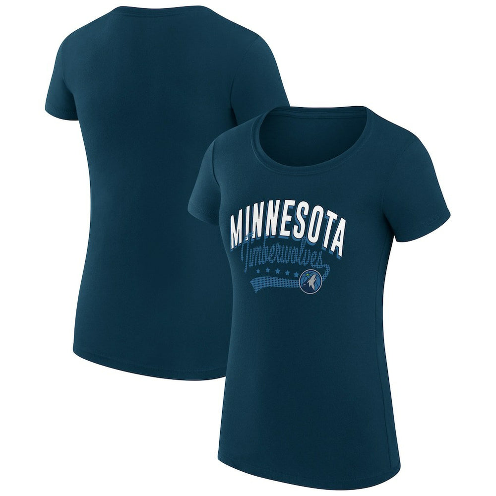 Minnesota Timberwolves G-III 4Her by Carl Banks Women's Super-Slim Fit Lightweight Filigree Logo T-Shirt - Navy