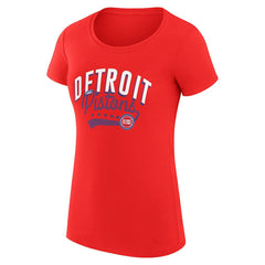 Detroit Pistons G-III 4Her by Carl Banks Women's Super-Slim Fit Lightweight Filigree Logo T-Shirt - Red