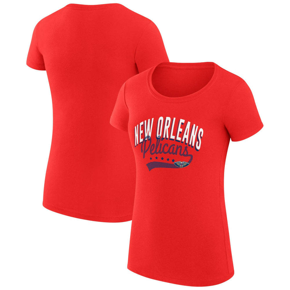 New Orleans Pelicans G-III 4Her by Carl Banks Women's Super-Slim Fit Lightweight Filigree Logo T-Shirt - Red outlet