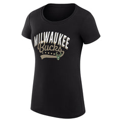 Milwaukee Bucks G-III 4Her by Carl Banks Women's Super-Slim Fit Lightweight Filigree Logo T-Shirt - Black