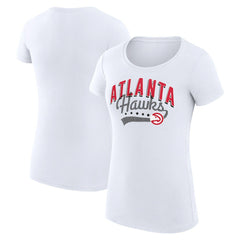 Atlanta Hawks G-III 4Her by Carl Banks Women's Super-Slim Fit Lightweight Filigree Logo T-Shirt - White