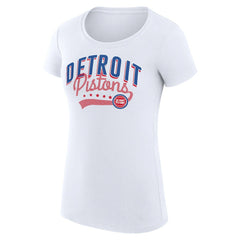 Detroit Pistons G-III 4Her by Carl Banks Women's Super-Slim Fit Lightweight Filigree Logo T-Shirt - White