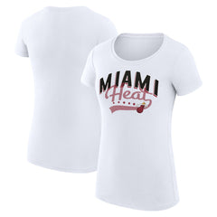 Miami Heat G-III 4Her by Carl Banks Women's Super-Slim Fit Lightweight Filigree Logo T-Shirt - White