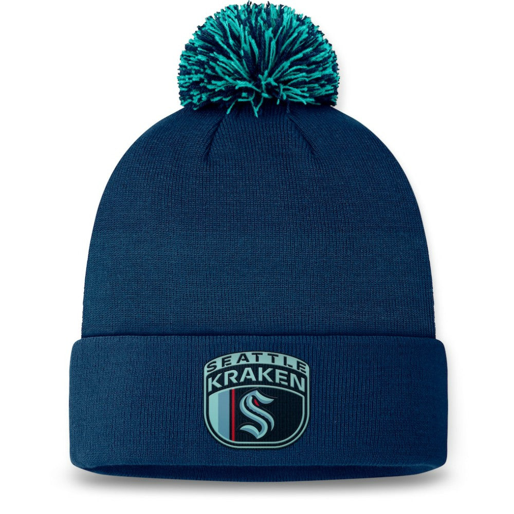 Seattle Kraken Fanatics 2024 NHL Draft Cuffed Knit Hat with Pom - Deep Sea Blue | US 200562119
