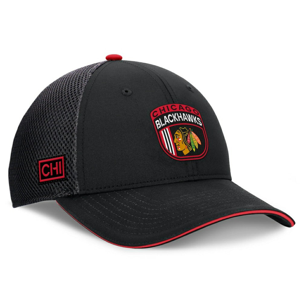 Chicago Blackhawks Fanatics 2024 NHL Draft On Stage Trucker Adjustable Hat - Black | US 200562163