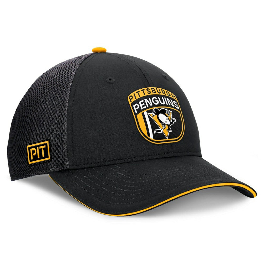 Pittsburgh Penguins Fanatics 2024 NHL Draft On Stage Trucker Adjustable Hat - Black | US 200562179