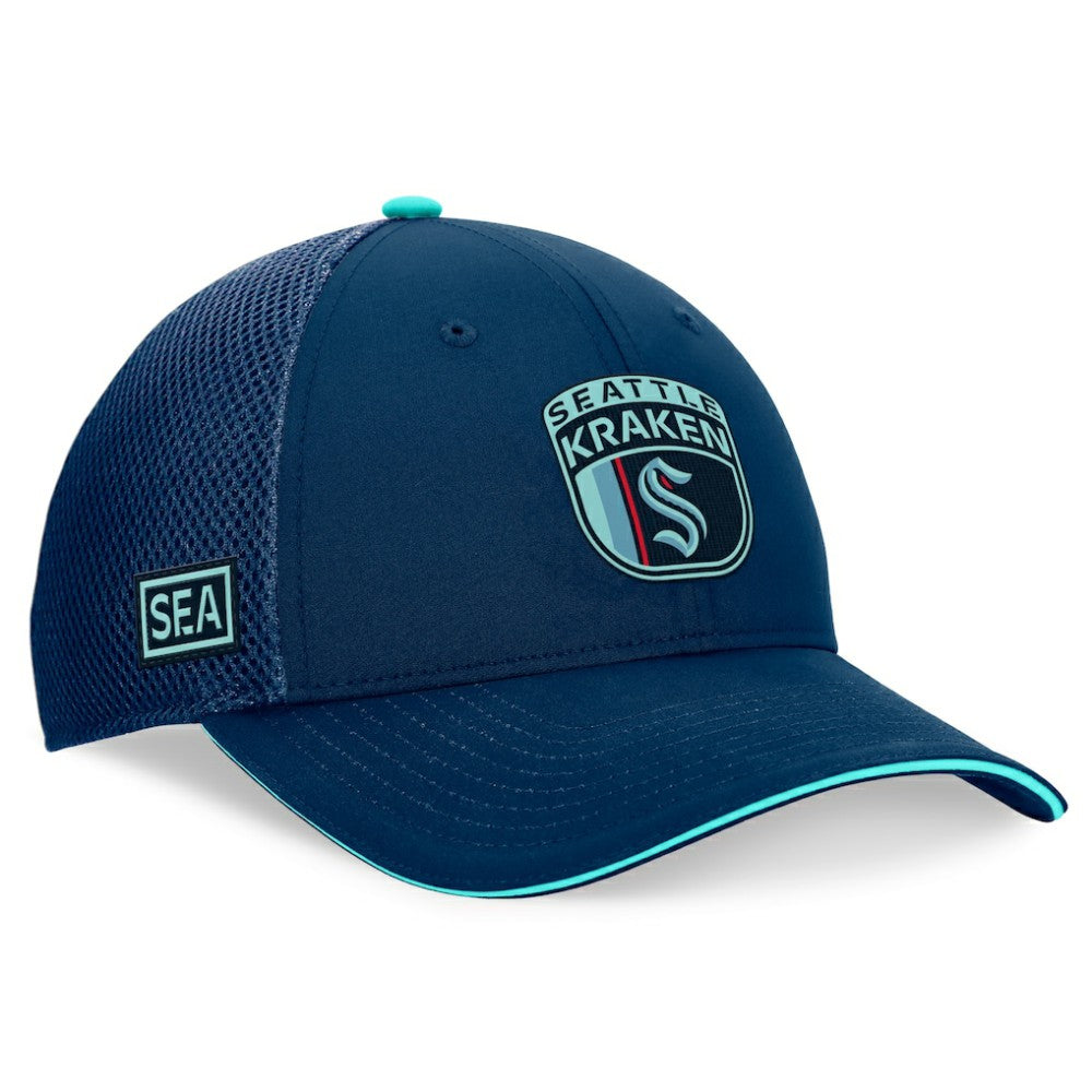Seattle Kraken Fanatics 2024 NHL Draft On Stage Trucker Adjustable Hat - Deep Sea Blue | US 200562181