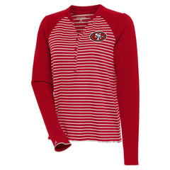 San Francisco 49ers Antigua Women's Maverick Long Sleeve Henley T-Shirt - Scarlet T-shirts