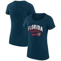 Florida Panthers G-III 4Her by Carl Banks Women's Super-Slim Fit Lightweight Filigree Logo T-Shirt – Navy | US 200563448