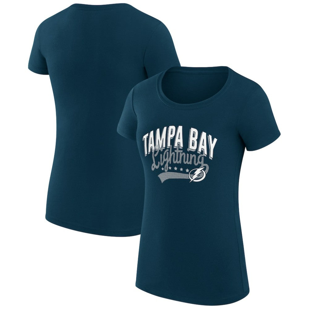 Tampa Bay Lightning G-III 4Her by Carl Banks Women's Super-Slim Fit Lightweight Filigree Logo T-Shirt – Navy | US 200563452