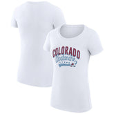 Colorado Avalanche G-III 4Her by Carl Banks Women's Super-Slim Fit Lightweight Filigree Logo T-Shirt – White | US 200563495