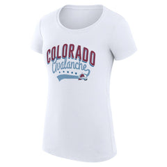 Colorado Avalanche G-III 4Her by Carl Banks Women's Super-Slim Fit Lightweight Filigree Logo T-Shirt – White | US 200563495