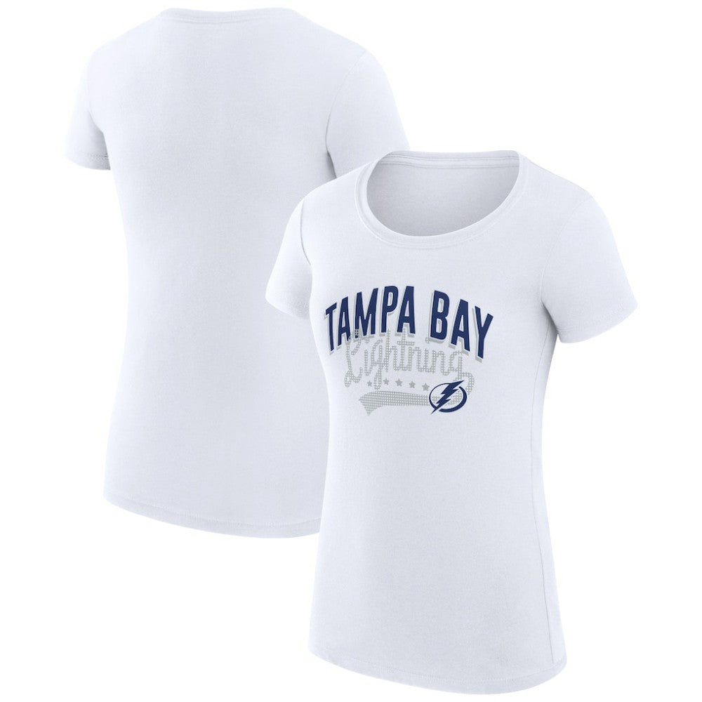 Tampa Bay Lightning G-III 4Her by Carl Banks Women's Super-Slim Fit Lightweight Filigree Logo T-Shirt – White | US 200563515