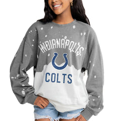 Indianapolis Colts Gameday Couture Women's Oversized Coin Toss Faded French Terry Tri-Blend Pullover Sweatshirt - Gray Pullover